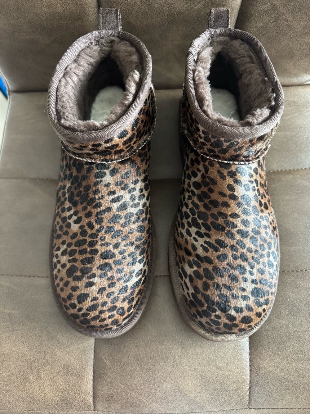 UGG Leopard Print Faux Fur Lined Ankle Boots